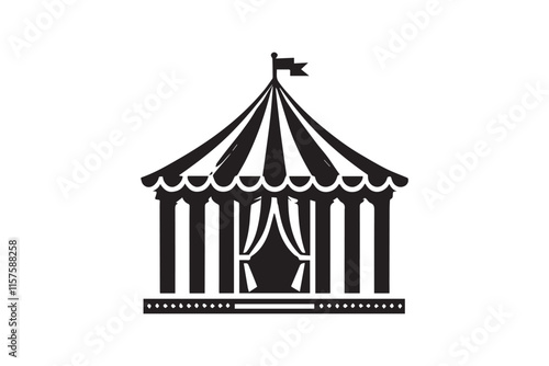 simple black an white circus tent vector silhouette isolated on a white background