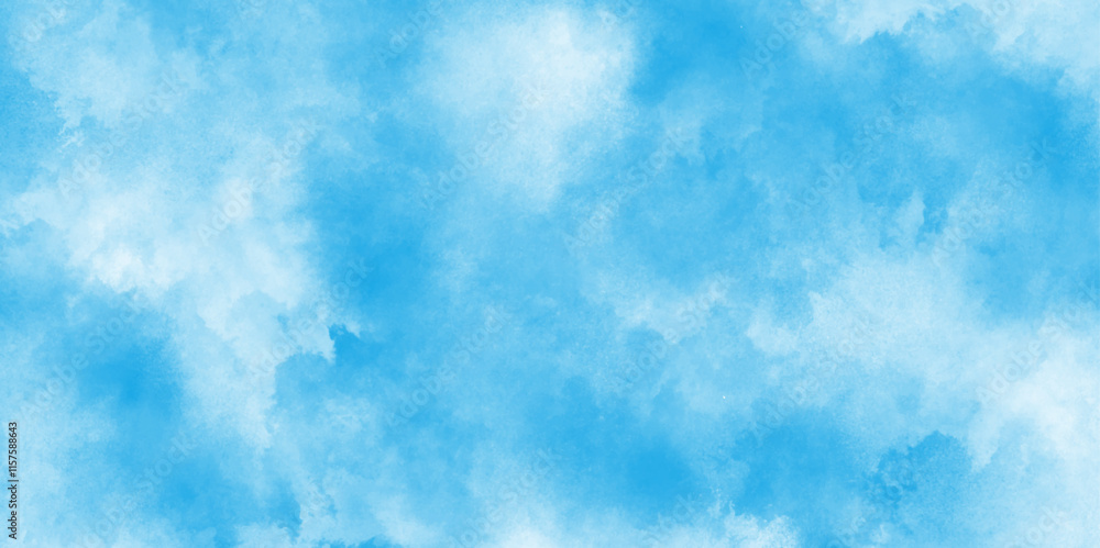 Fototapeta premium abstract modern clean and bright background with soft colors, abstract white and blue watercolor texture hand beautiful drawn vector design, blue sky with white cloud. 