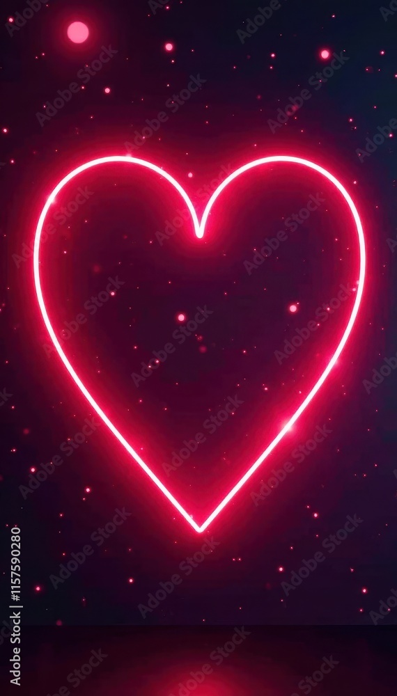 Neon red heart frame with glowing space background, heart, neon Neon red heart frame with glowing space background, heart, neon
