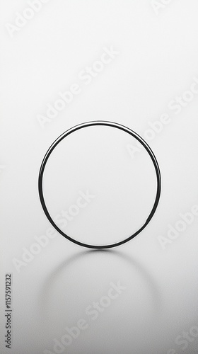 Simple black circle on a reflective surface with a minimalist background photo