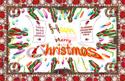 Festive Christmas Greeting Card with Colorful Decorations and Inspirational Message photo