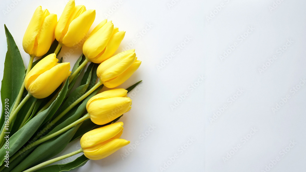 Vibrant Yellow Tulips on White: Spring Joy for Greeting Cards, Social Media, and Seasonal Promotions Vibrant Yellow Tulips on White: Spring Joy for Greeting Cards, Social Media, and Seasonal Promotions