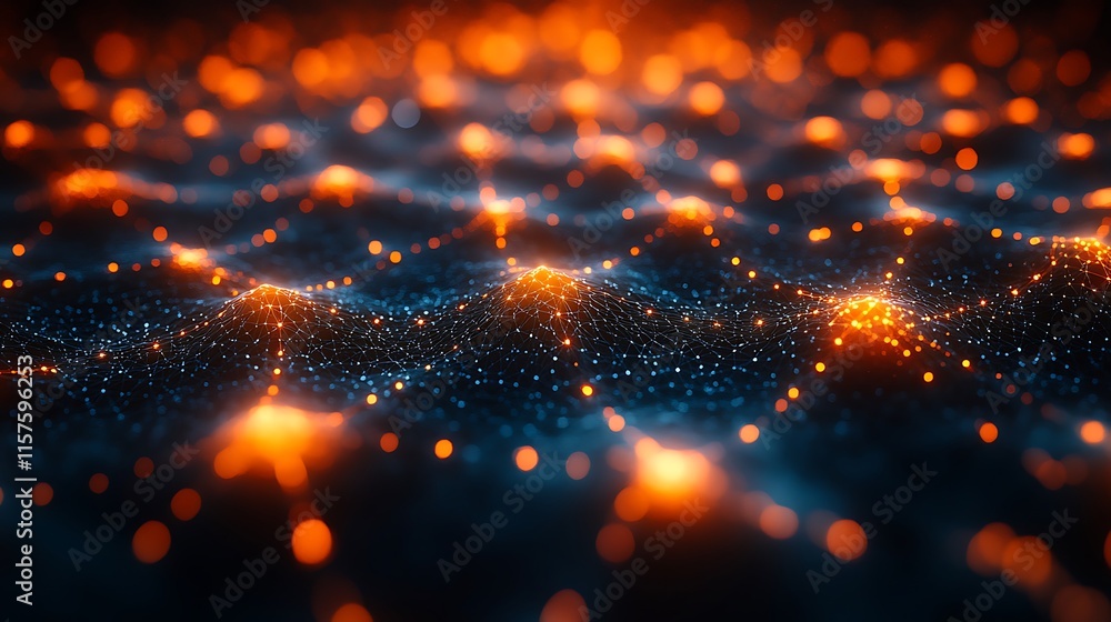 Obraz premium Abstract Network Glowing Orange And Blue Lightscape