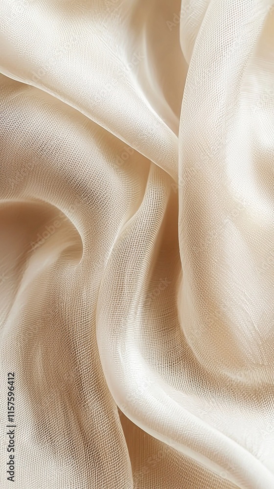 Soft white fabric elegantly draped and folded on a flat surface Soft white fabric elegantly draped and folded on a flat surface
