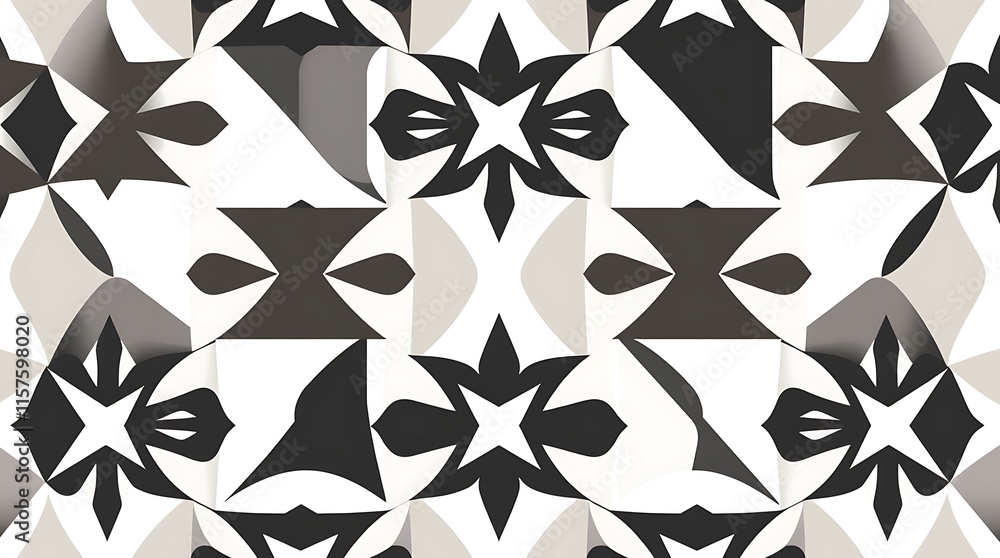 Fototapeta premium Black and White Geometric Tile Pattern 