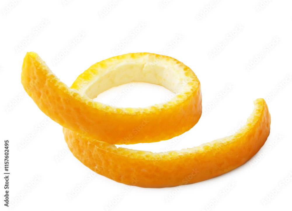 Twirl of orange peel isolated on white Twirl of orange peel isolated on white