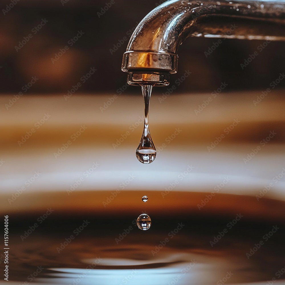 Drop of Water Falling from Faucet. Closeup Drop of Water Falling from Faucet. Closeup