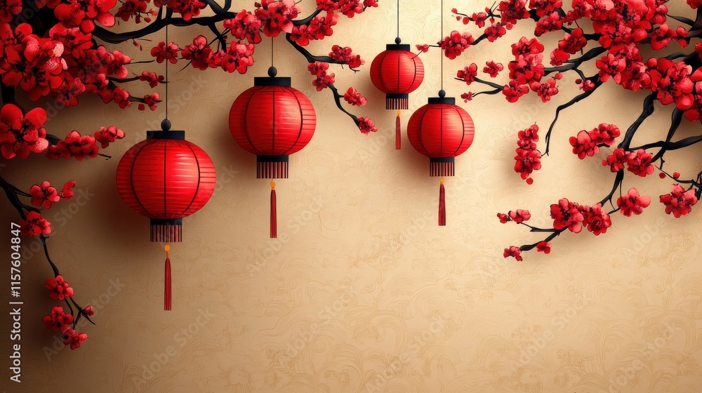 Fototapeta premium Celebrating chinese new year oriental traditions cultural background illustrative artwork