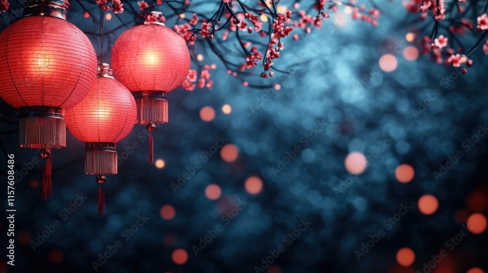 Fototapeta premium Celebrating chinese new year at ancient pagodas china realistic photographs nighttime cultural heritage background