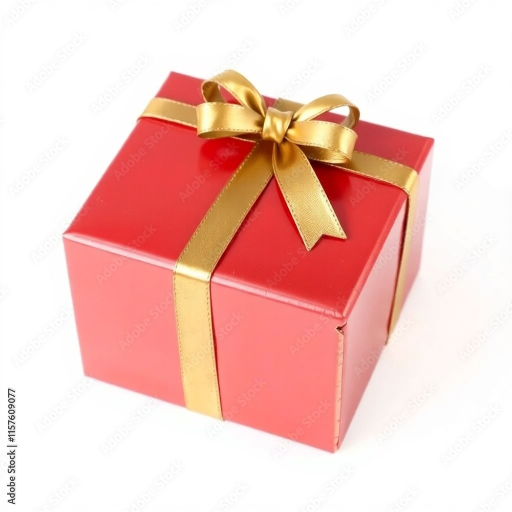 Red gift box with a gold ribbon. Red gift box with a gold ribbon.