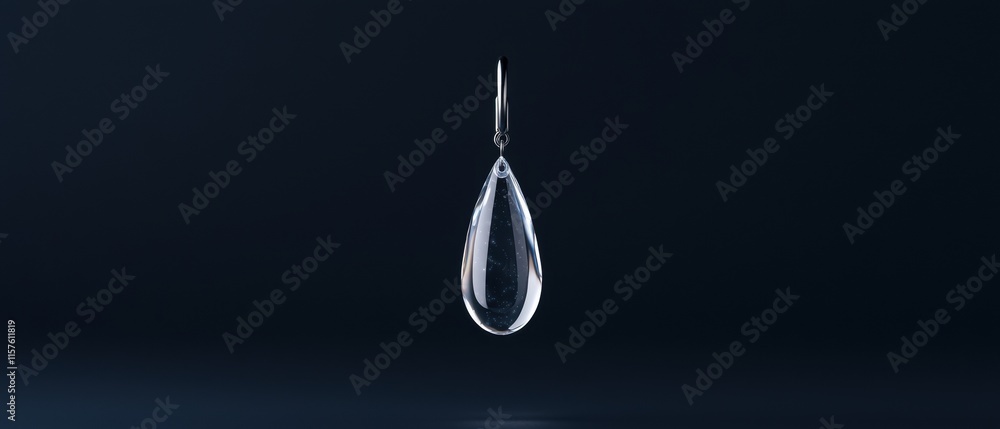 A clear drop of water is suspended in midair A clear drop of water is suspended in midair