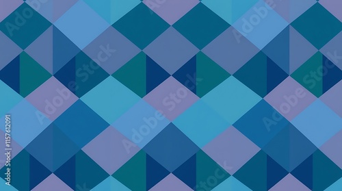 Wallpaper Mural Serene Blue Diamond Pattern: Abstract geometric design featuring a seamless pattern of diamonds in varying shades of blue and purple. Ideal for backgrounds, textiles, and branding.  Torontodigital.ca