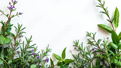 Elegant Botanical Border: Herbal Banners for Wedding Invitations, Business Designs, and Nature-Inspired Graphics photo