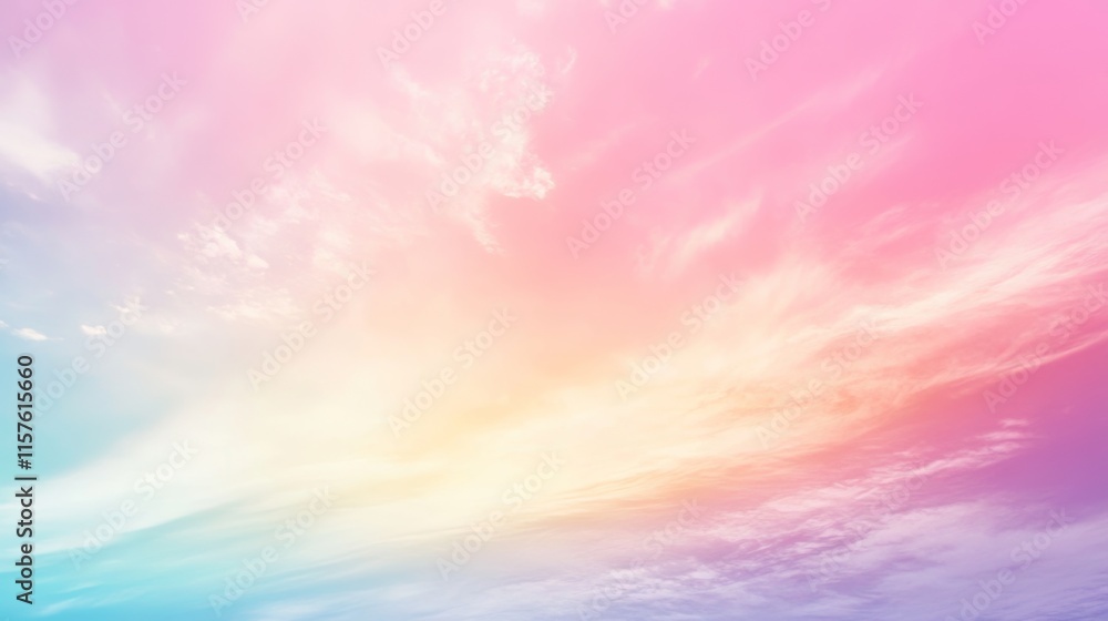 Pastel Sky with Fluffy Clouds: Dreamy and Serene Landscape Pastel Sky with Fluffy Clouds: Dreamy and Serene Landscape