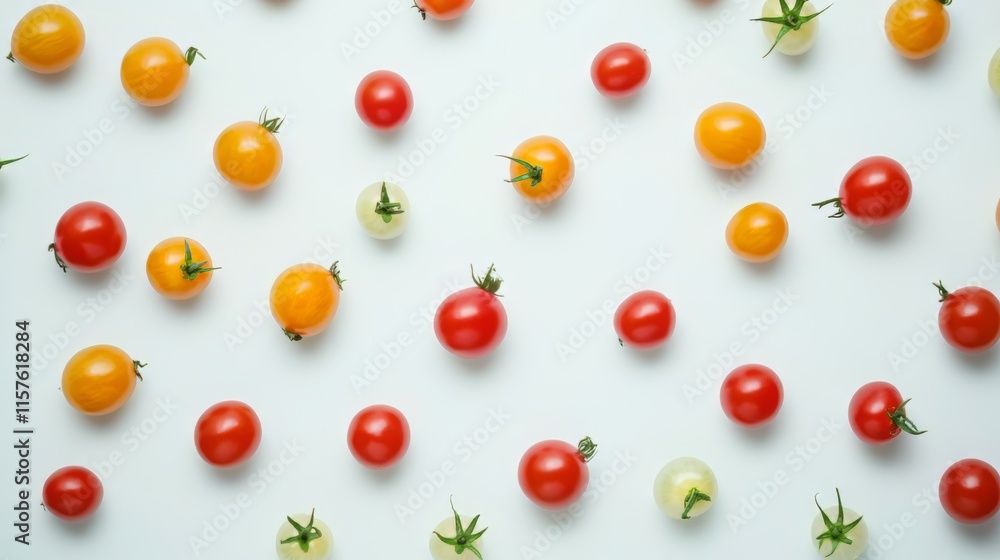 Colorful Cherry Tomatoes Displayed in a Beautiful Pattern Colorful Cherry Tomatoes Displayed in a Beautiful Pattern