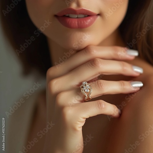 female hands with jewelry ring photo