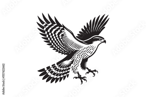 simple black an white goshawk vector silhouette isolated on a white background