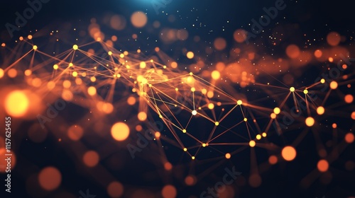 Abstract digital network connections glowing in the dark.