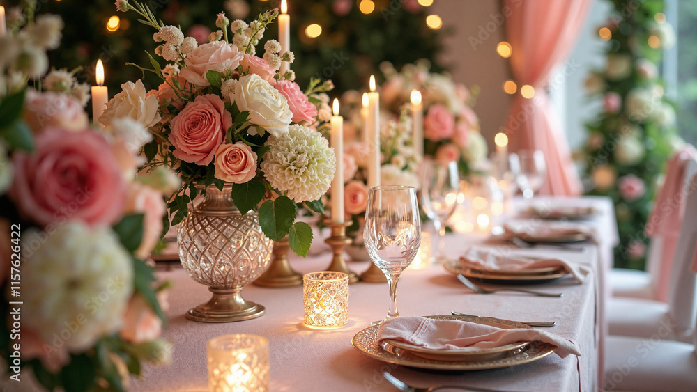 Elegant Wedding Decor: Pastel Floral Arrangements and Luxurious Table Settings for Romantic Celebrations Elegant Wedding Decor: Pastel Floral Arrangements and Luxurious Table Settings for Romantic Celebrations