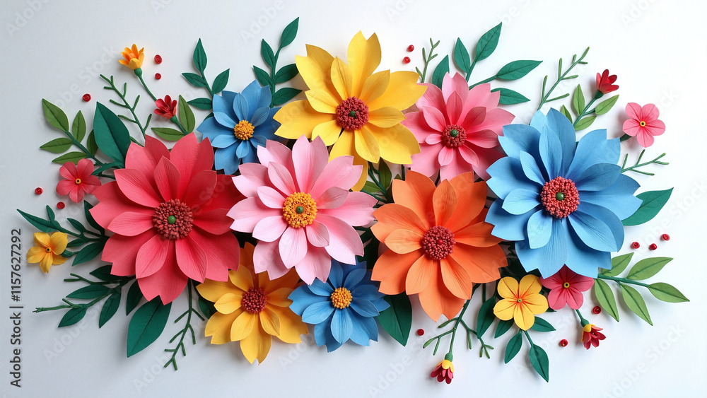 Vibrant 3D Paper Flowers: Versatile Design Elements for Stationery, Marketing, and Event Decor Vibrant 3D Paper Flowers: Versatile Design Elements for Stationery, Marketing, and Event Decor