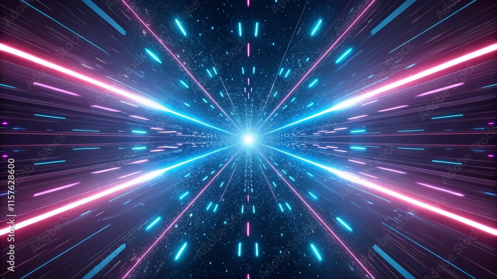 ray_tracing, abstract_art, fractal_design, neon_lights, sci-fi_background, digital_art, futuristic_composition, symmetrical_pattern, glowing_lines, dynamic_lighting, kaleidoscopic_effect
