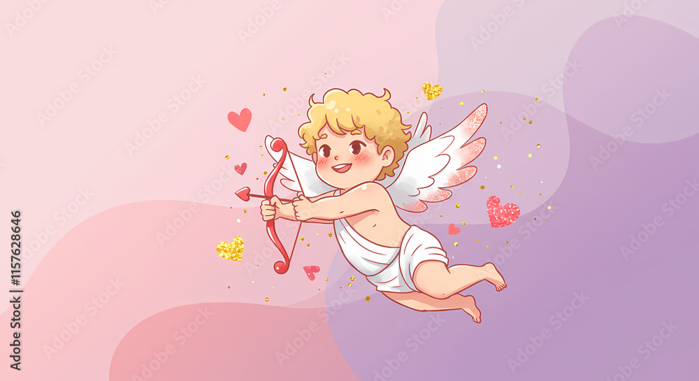 Valentine's day theme illustration background wallpaper cupid arrow love hearts Valentine's day theme illustration background wallpaper cupid arrow love hearts