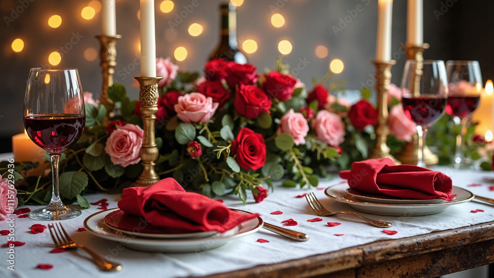Romantic Valentine's Day Dinner Table: Perfect for Restaurant Promotions, Wedding Planning, and Lifestyle Brands Romantic Valentine's Day Dinner Table: Perfect for Restaurant Promotions, Wedding Planning, and Lifestyle Brands