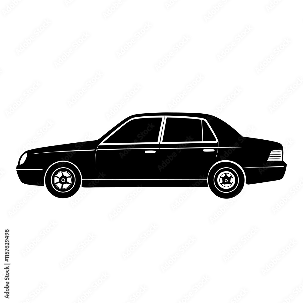 Sleek sedan car silhouette vector on white background Sleek sedan car silhouette vector on white background