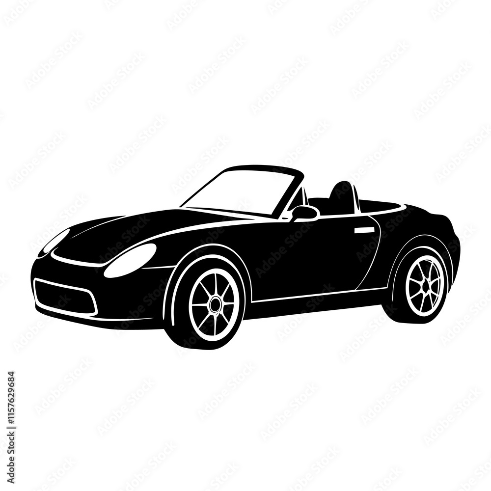 Open Convertible car Silhouette Vector on white background
Open Convertible car Silhouette Vector on white background