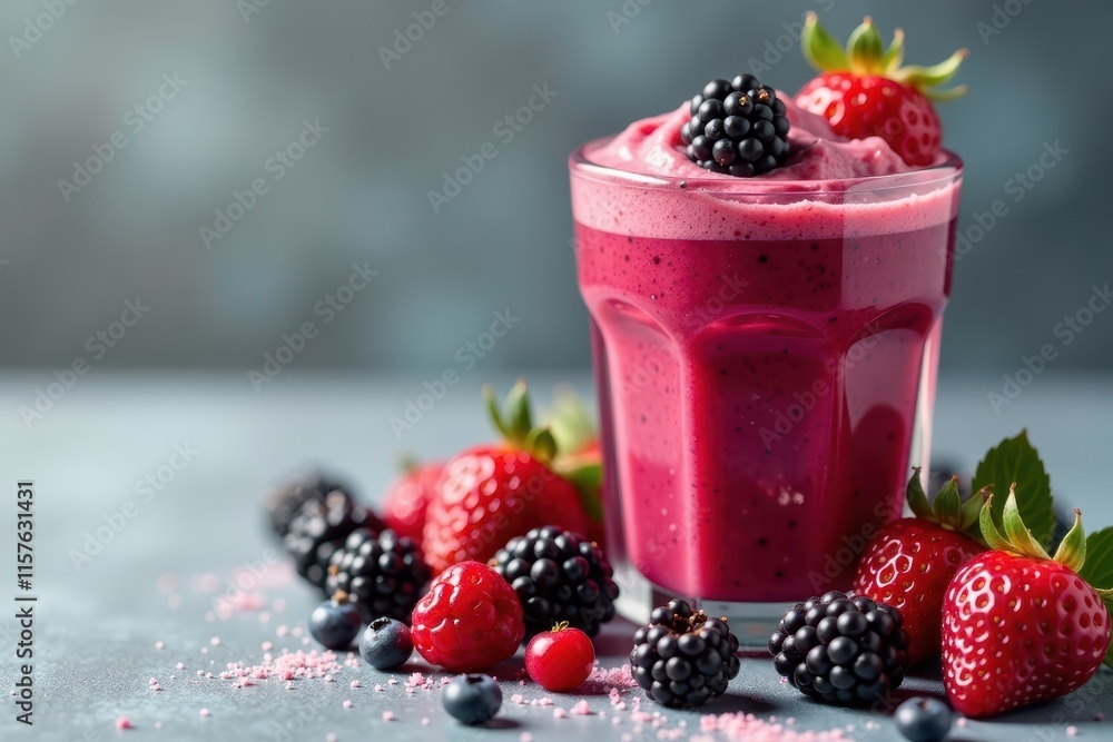 Vibrant red berry smoothie, blackberries visible, blend, drink, purple Vibrant red berry smoothie, blackberries visible, blend, drink, purple