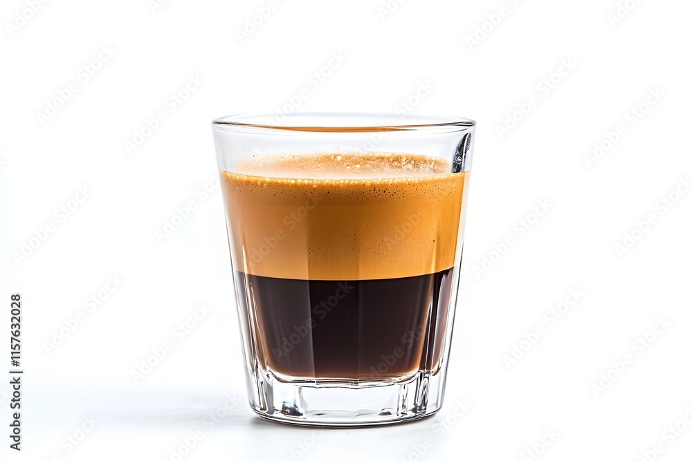 Intense and Dramatic Espresso Shot Against a Pure White Background Intense and Dramatic Espresso Shot Against a Pure White Background