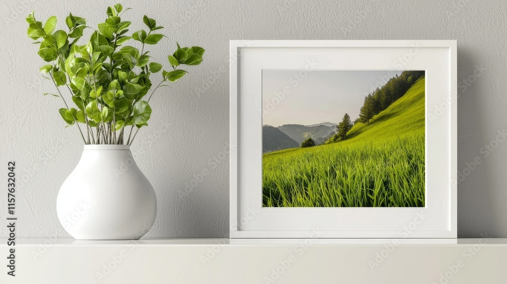 Serene Isolated Landscape with Lush Green Grass Serene Isolated Landscape with Lush Green Grass