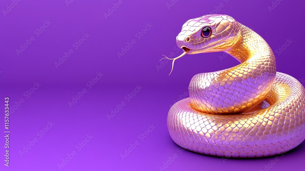 Golden cute baby snake, Happy New Year, 2025 Golden cute baby snake, Happy New Year, 2025