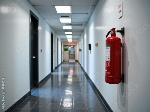 Modern Office Corridor Safety Fire Extinguisher Security