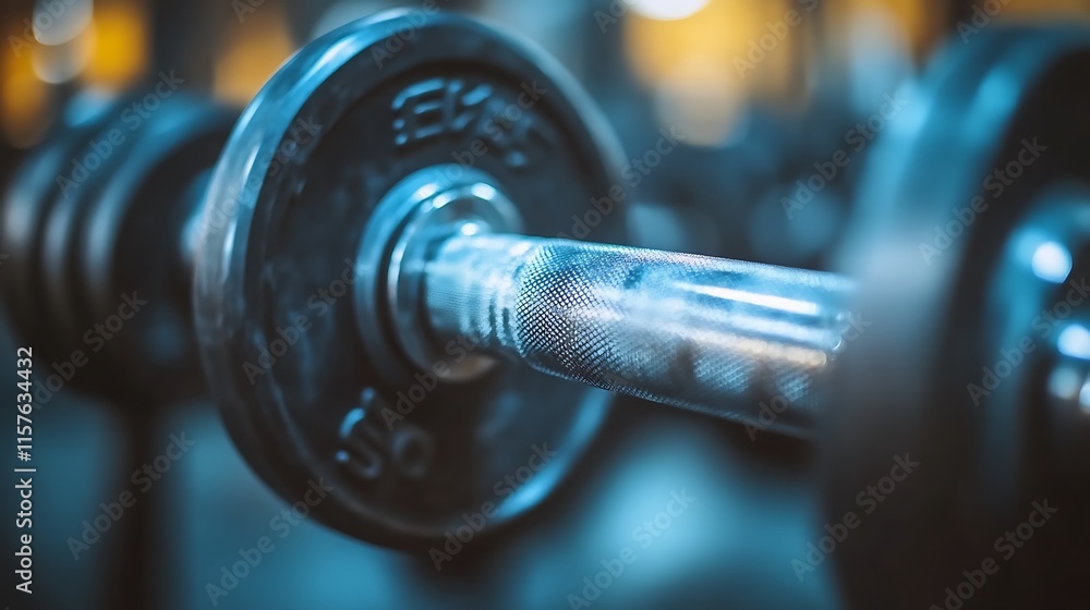 Close up view of a weight barbell in a gym Close up view of a weight barbell in a gym