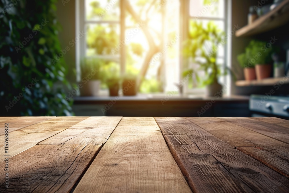 Light-Filled Kitchen Table with Empty Space in Home Cafe Setting Light-Filled Kitchen Table with Empty Space in Home Cafe Setting