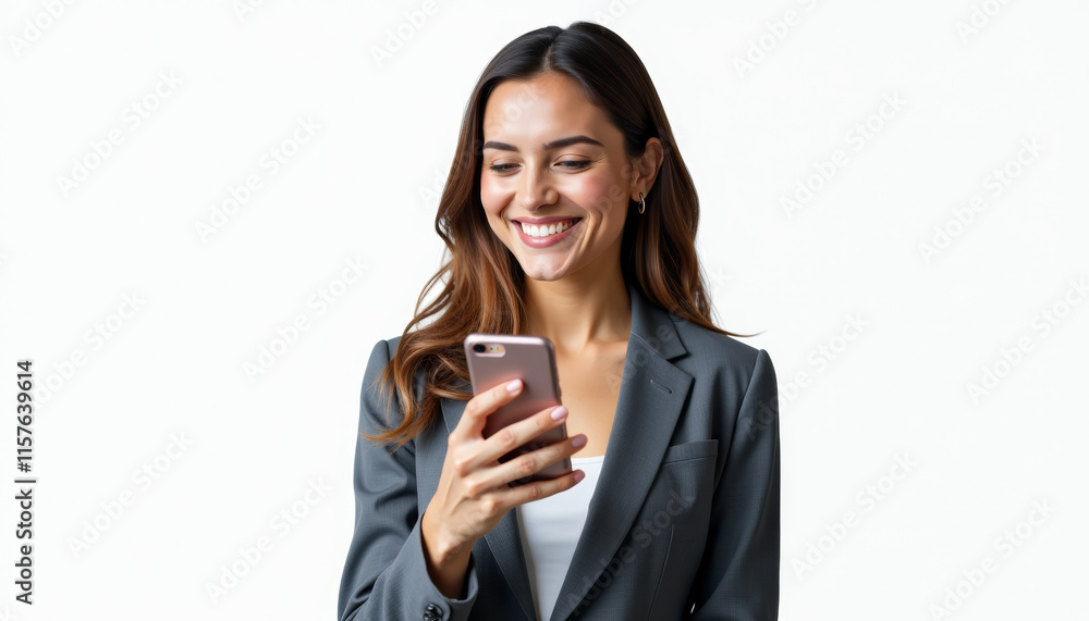 Smiling Businesswoman Using Phone Smiling Businesswoman Using Phone