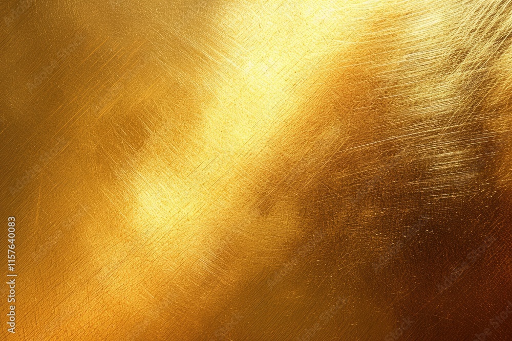 Fototapeta premium Luxurious Brushed Gold Metal Texture with Reflex and Plate Scratches