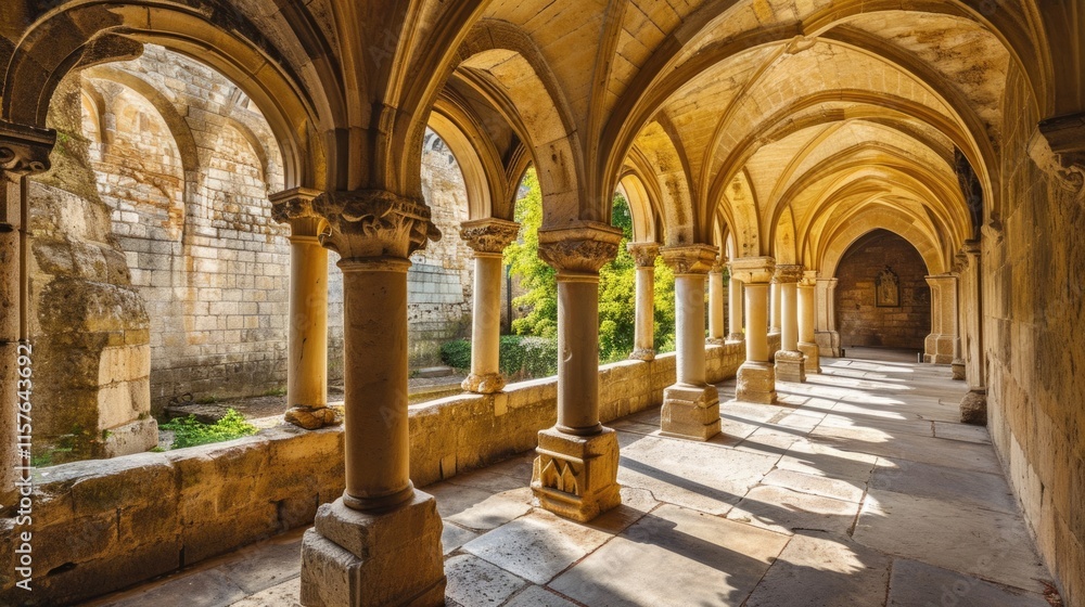 Obraz premium Medieval Marvel: Romanesque Cloisters at Cathedral of the Holy Saviour, Aix-en-Provence, France