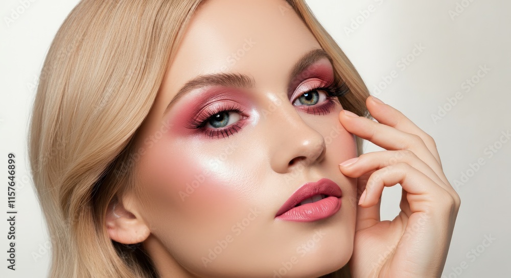 Glamorous makeup look on young caucasian female for beauty and fashion concepts Glamorous makeup look on young caucasian female for beauty and fashion concepts