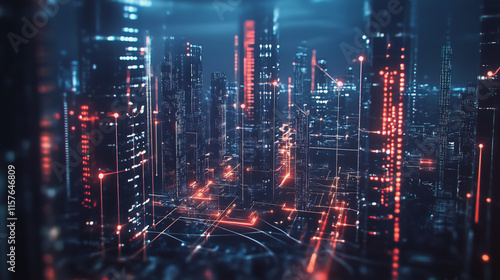 Wallpaper Mural Smart digital Innovation city with connection network reciprocity over the cityscape. of future smart wireless digital city and social media networking systems that connects people with in city Torontodigital.ca