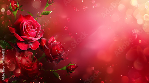 red roses background with blooming flowers creating a romantic nature scene perfect for love and flower concept
