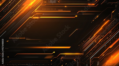 Abstract tech background with orange and black glowing lines