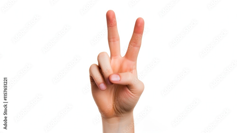 Hand Making Peace Sign Isolated on White Background Hand Making Peace Sign Isolated on White Background