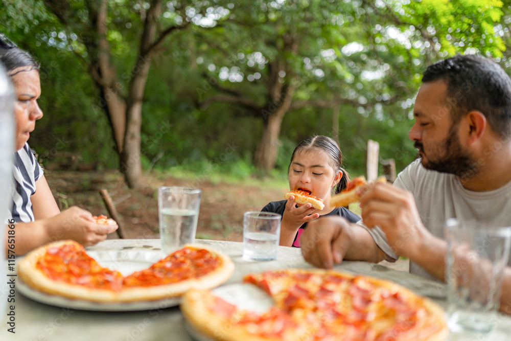 Family Photography Enjoying a Pizza Sitting Outdoors Family Photography Enjoying a Pizza Sitting Outdoors