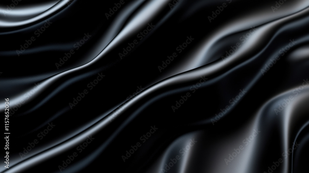 Luxurious Black Satin Abstract Background with Flowing Curves and Shadows Luxurious Black Satin Abstract Background with Flowing Curves and Shadows