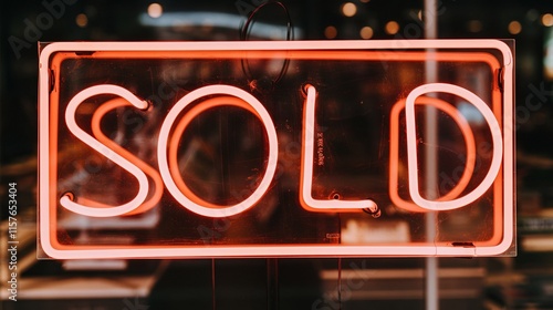 a neon sign saying SOLD