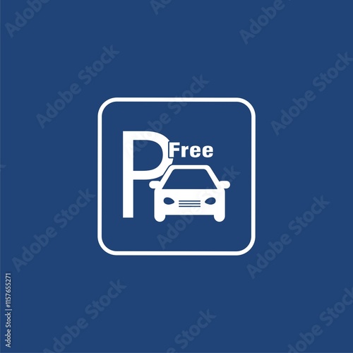 Free Parking text  icon isolated on blue background.