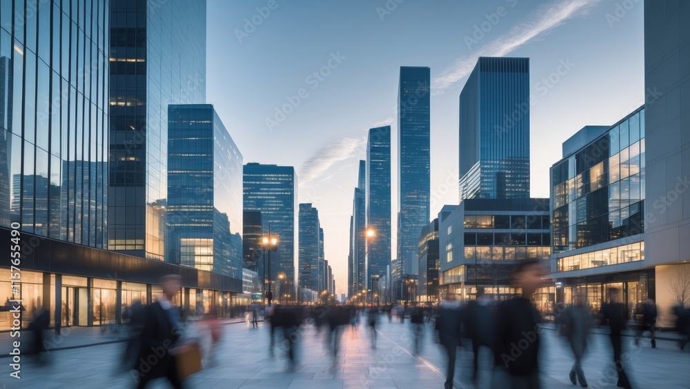Obraz premium Cityscape Busy Business District Background