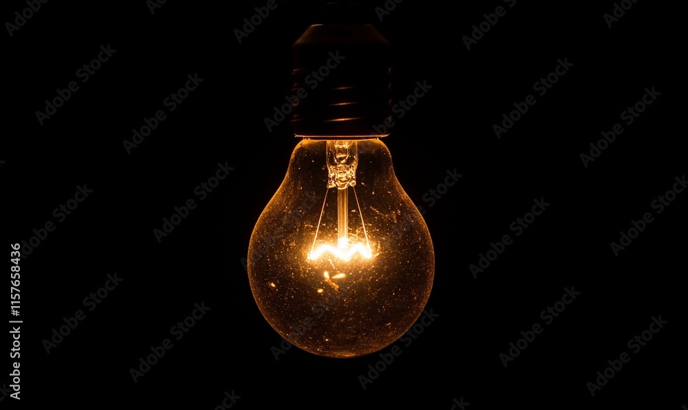 A glowing light bulb illuminates against a dark background, showcasing its design. A glowing light bulb illuminates against a dark background, showcasing its design.
